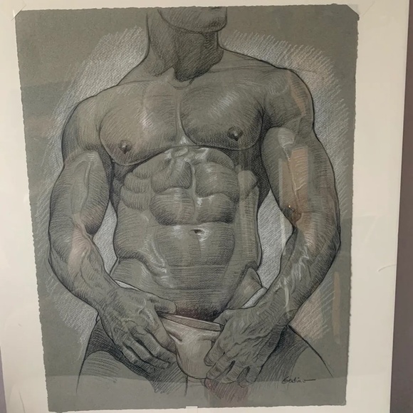 Drawing by Victor Gadino 19x14.5 Black and white pencil on paper Signed - Picture 3 of 3